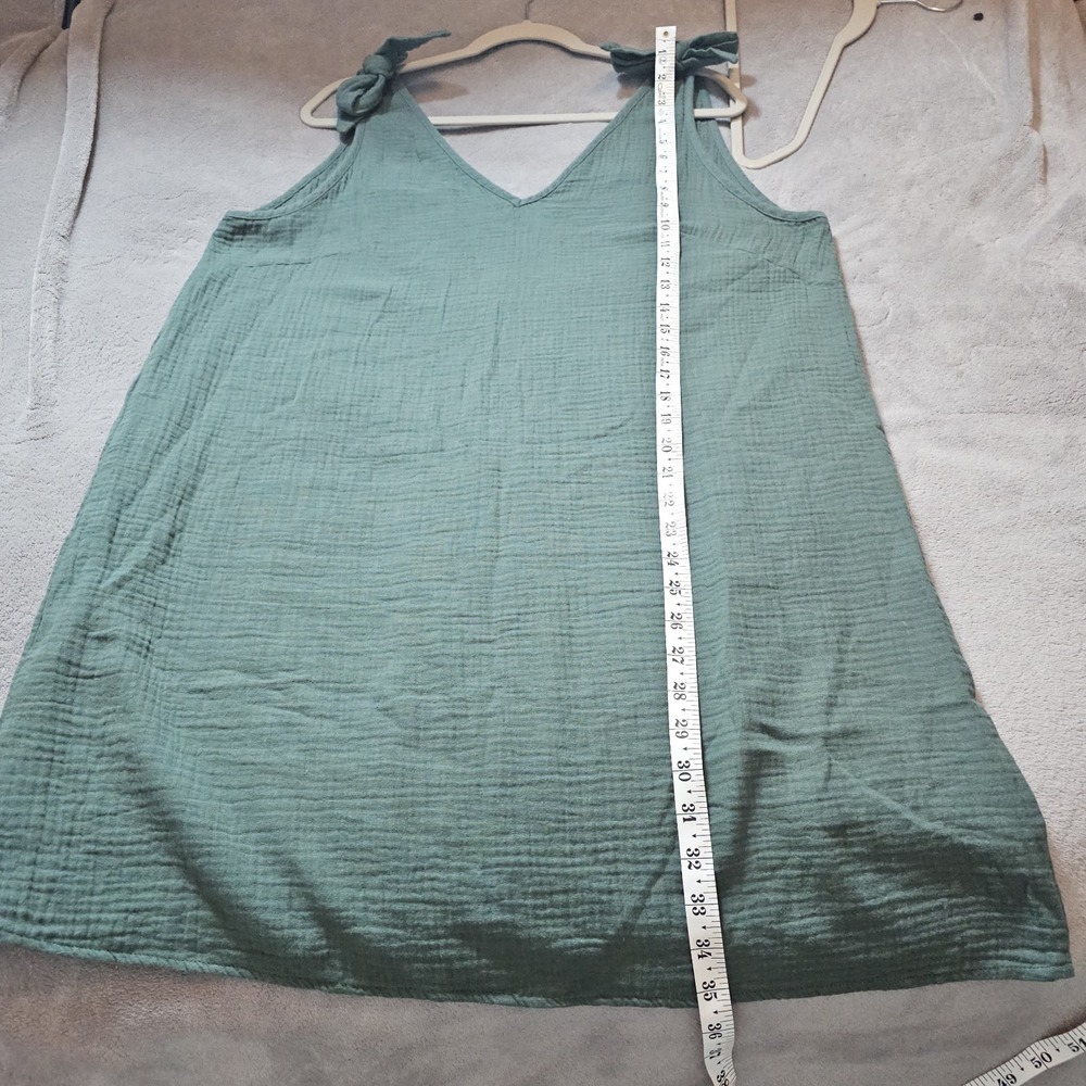 Cupshe Olive Cotton V-Neck Mini Dress with Tie Straps Large Gauzy Sundress - Picture 8 of 8